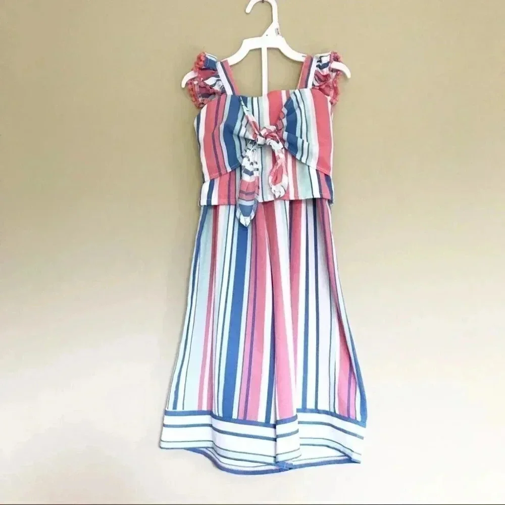Knit Works Wide Leg Pants Crop Top Matching Set